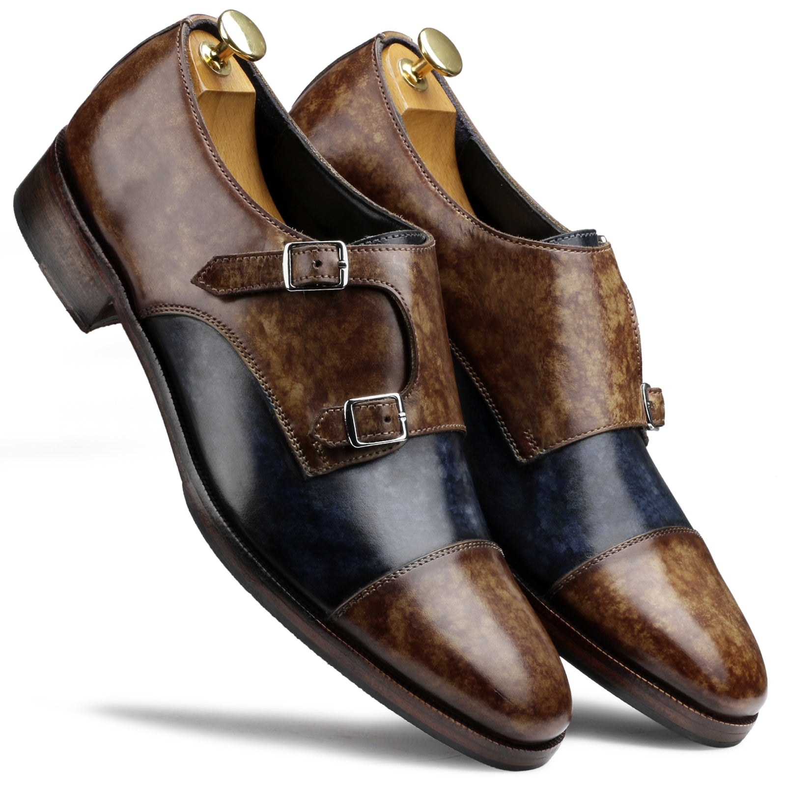 The Pizzaro Designer Double Monk in Blue Tan