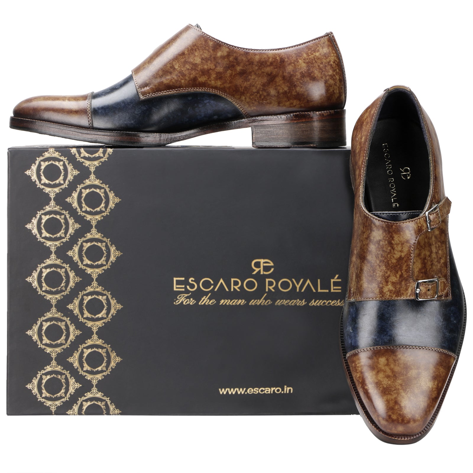 The Pizzaro Designer Double Monk in Blue Tan
