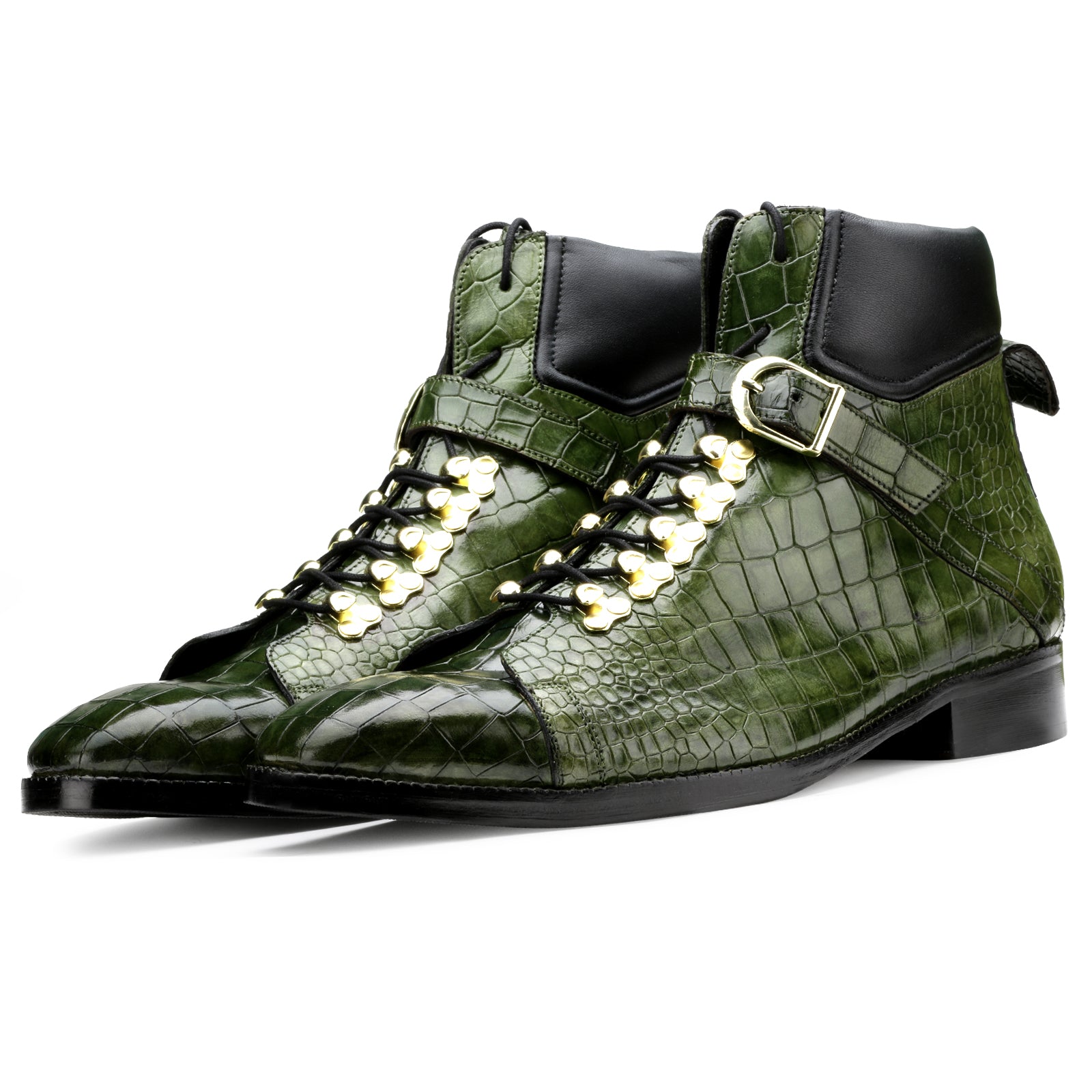 Faris Ankle Boots Deep Olive Green Patina