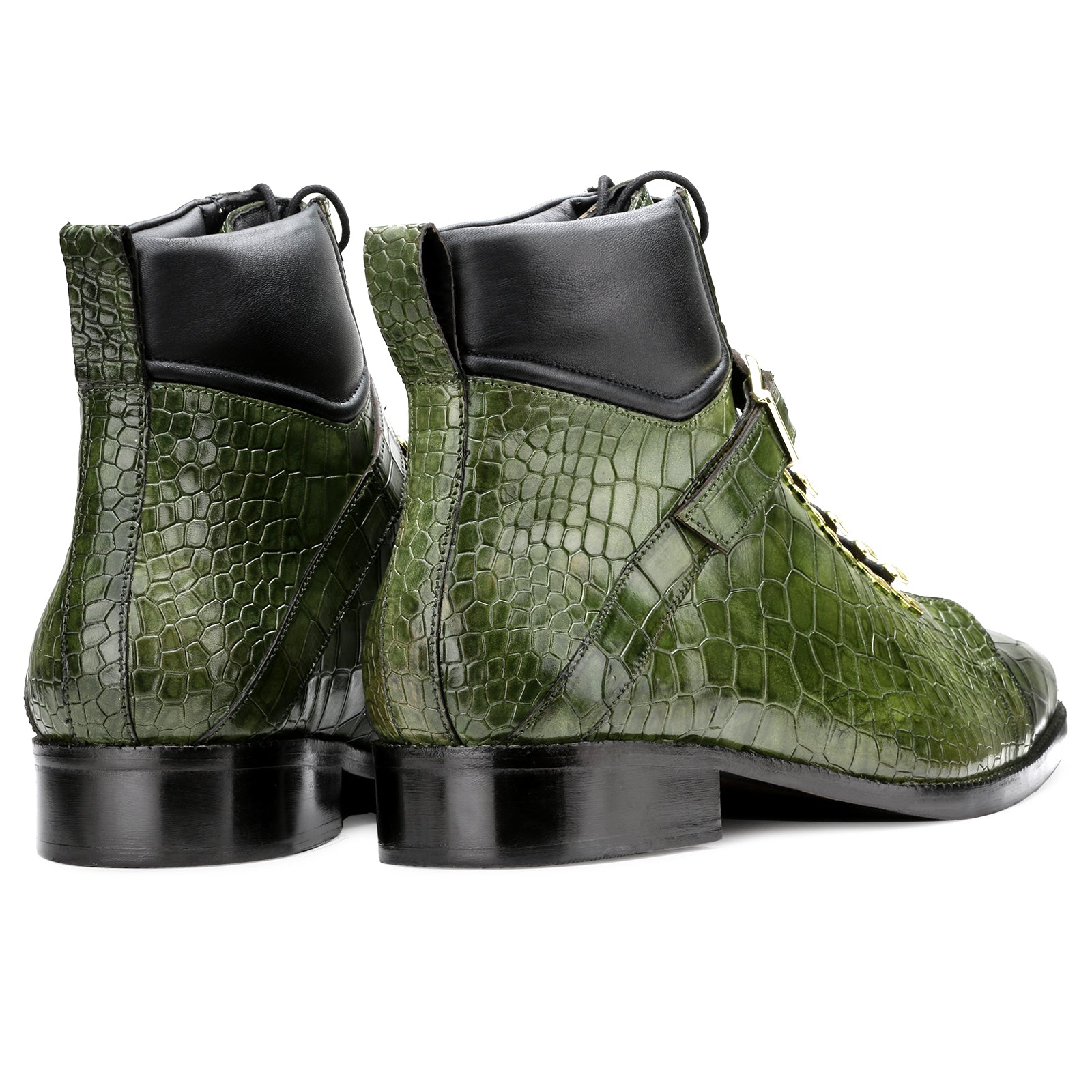 Faris Ankle Boots Deep Olive Green Patina