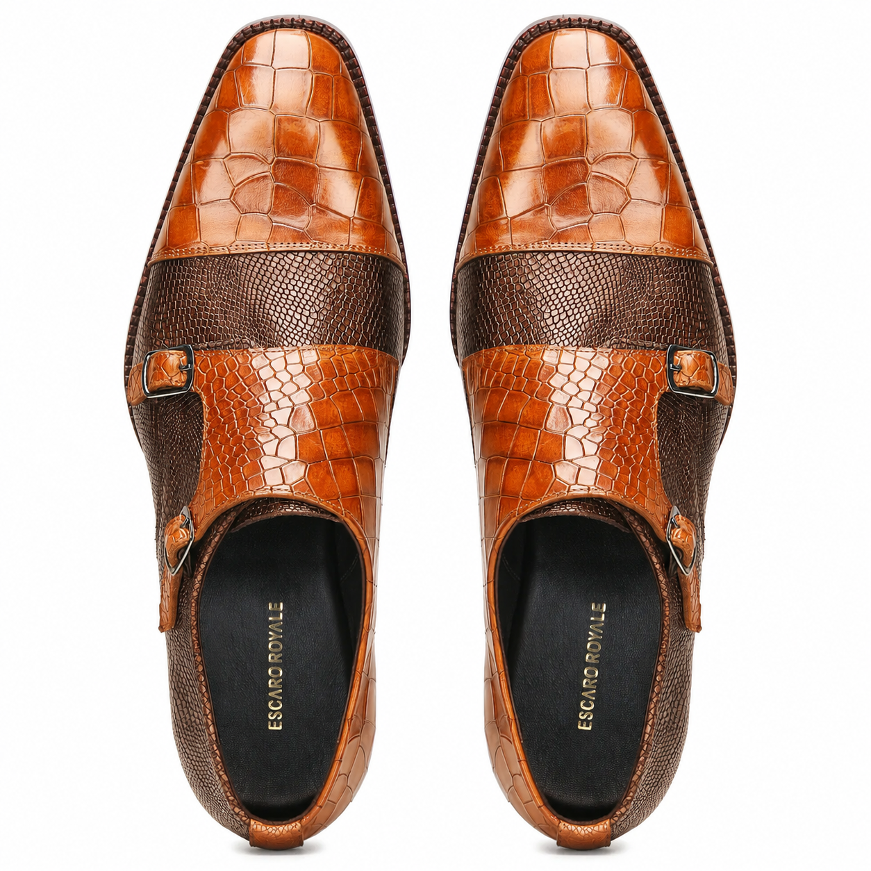 Neyson Designer Double Monks in Cognac-Brown