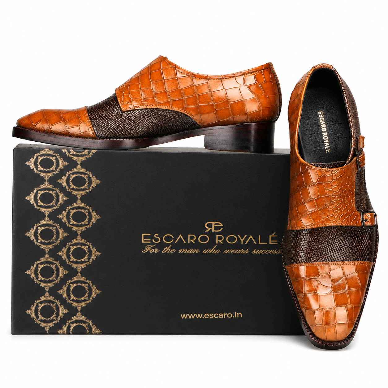 Neyson Designer Double Monks in Cognac-Brown