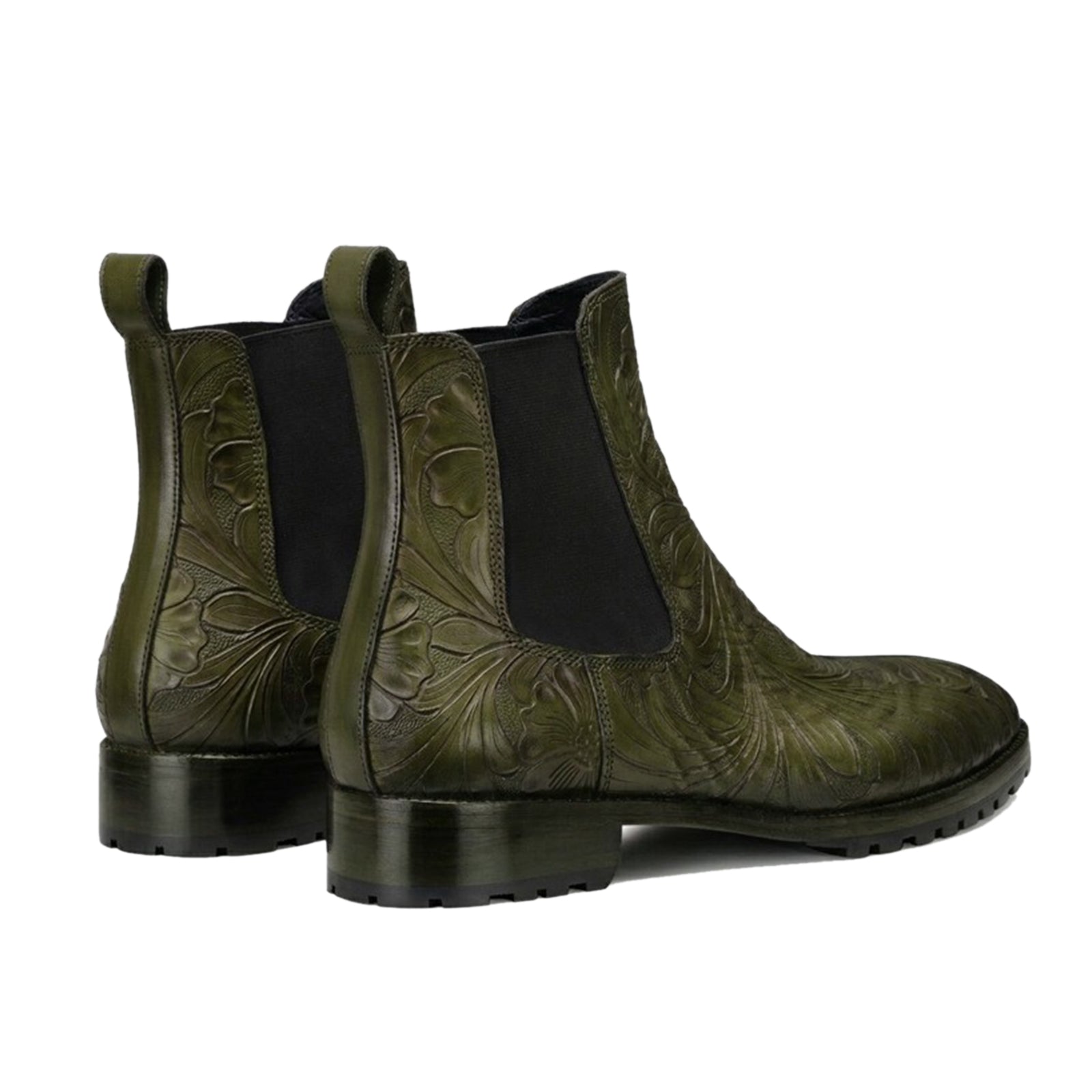 Florentine Handtooled Chelsea Boot in Olive