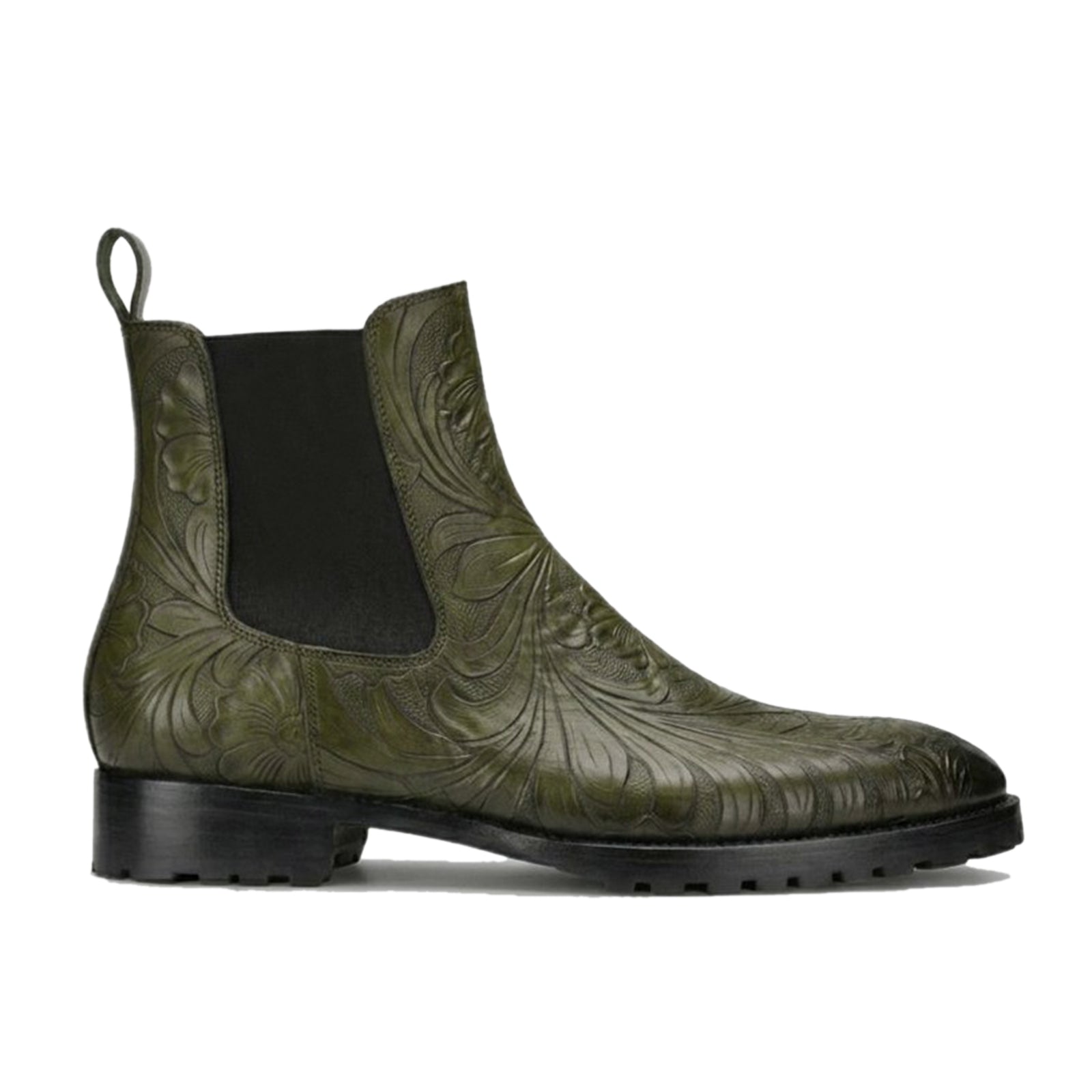Florentine Handtooled Chelsea Boot in Olive