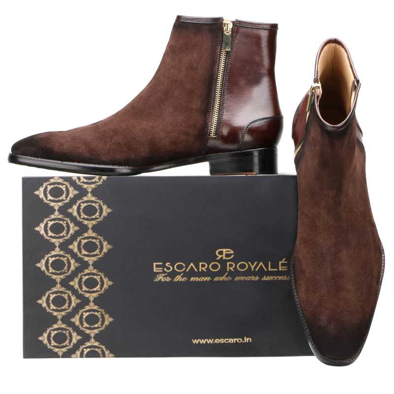 Etzel Suede Zipper Boots - Escaro Royale