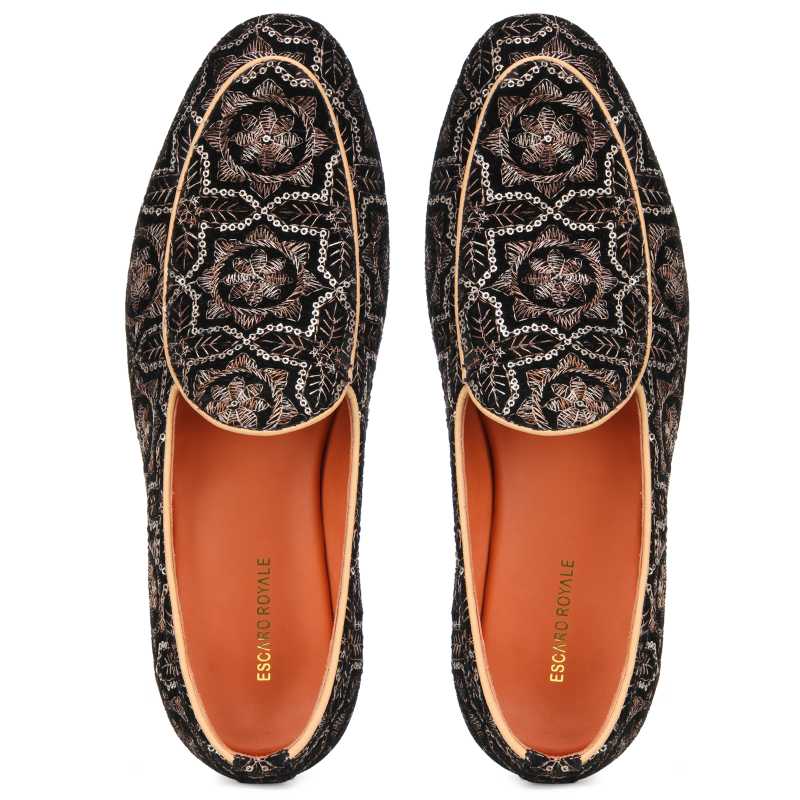 Wedlock Black-Beige Designer Loafers - Escaro Royale
