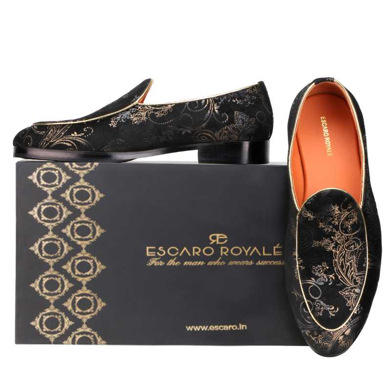 Wedlock Black-Gold Designer Loafers - Escaro Royale