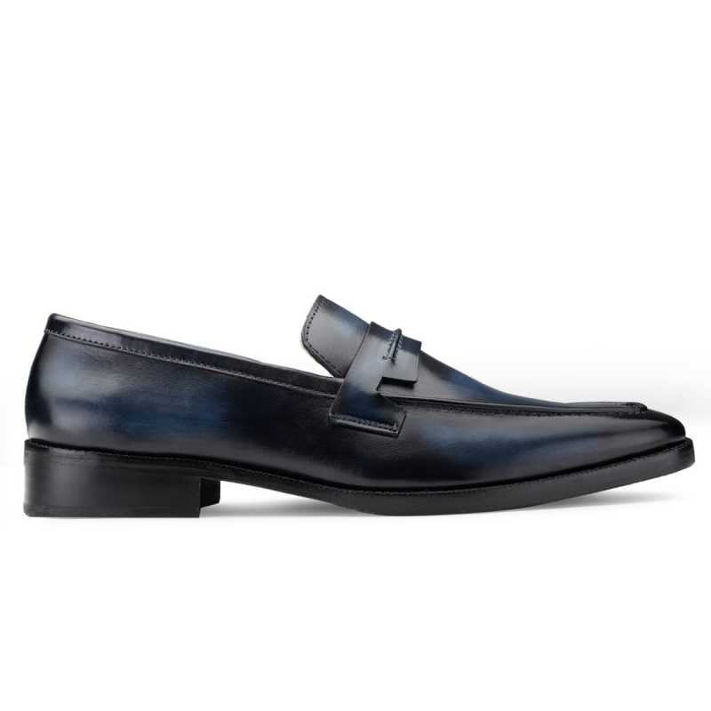 Iverson Blue Penny Loafers - Escaro Royale