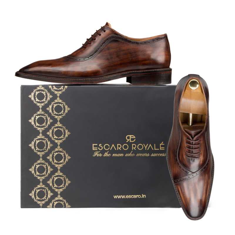 Wooden-Finish Brown Oxford - Escaro Royale