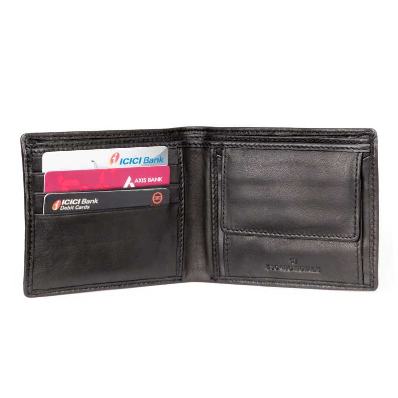 Black Plain Ultra-Soft Leather Mens Wallet - Escaro Royale