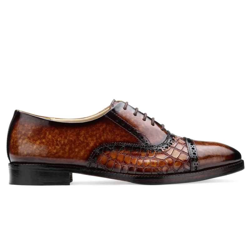 Mark Patina Slip on Shoes in Brown and Blue