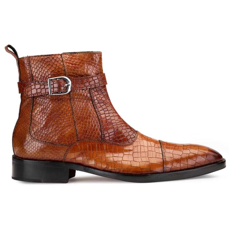 Noble Ankle Boots with Zipper in Cognac - Escaro Royale