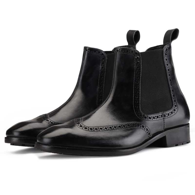 Regal Wingtip Chelsea Boots in Black - Escaro Royale