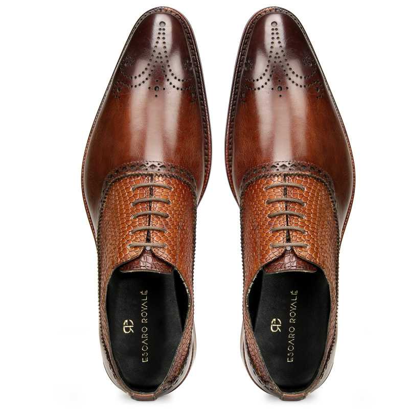 Mooney Patina Brown Oxford Shoes - Escaro Royale