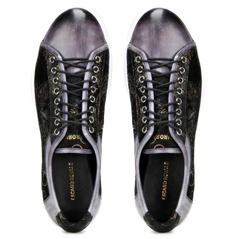 Foilio Luxury Sneakers in Gray Black - Escaro Royale