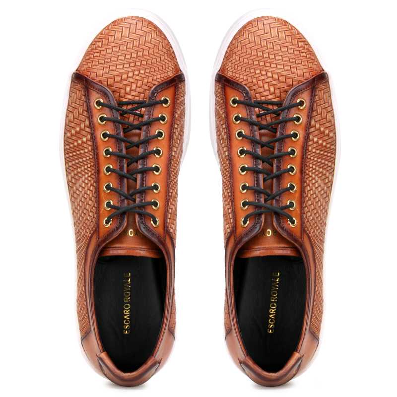 Foilio Luxury Sneakers in Embossed Weave - Escaro Royale