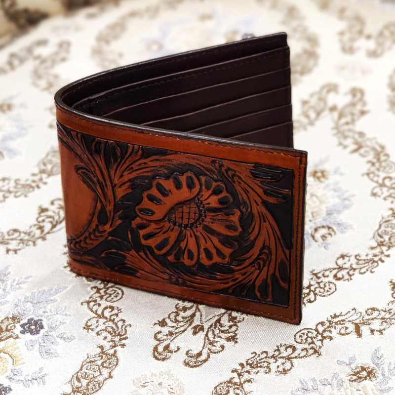 The Fiore Hand-Tooled Leather Bi-Fold Wallet - Escaro Royale