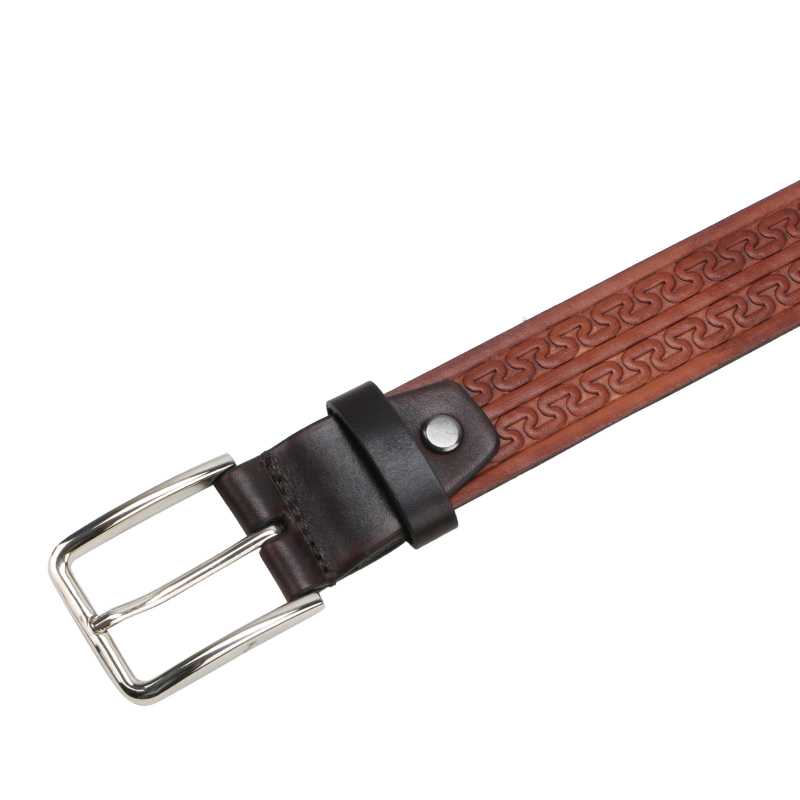 Christiano Hand Crafted Hand Tooled Leather Belt in Brown - Escaro Royale