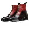 Ripper Black Red Zipper Leather Boots - Escaro Royale