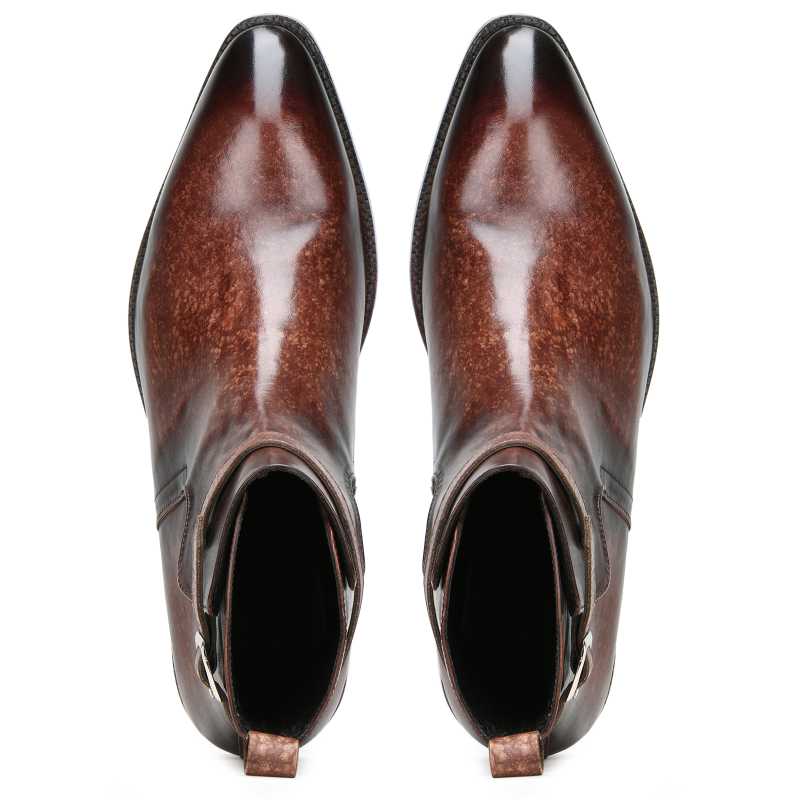 Nebula Marble Brown Jodhpur Leather Boots - Escaro Royale