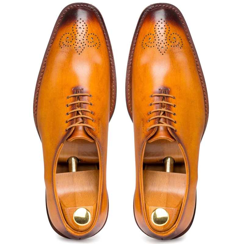 Buy Tan Color Medallion Wholecut Oxford Shoes for Men - Escaro Royale
