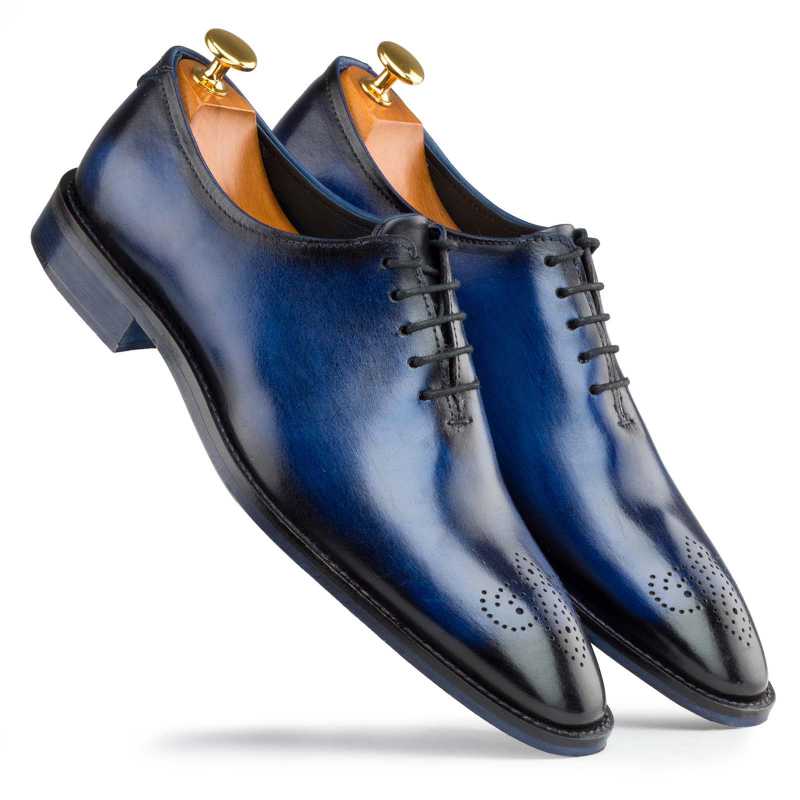 Buy Blue Medallion Wholecut Oxford Leather Shoes for Men - Escaro Royale
