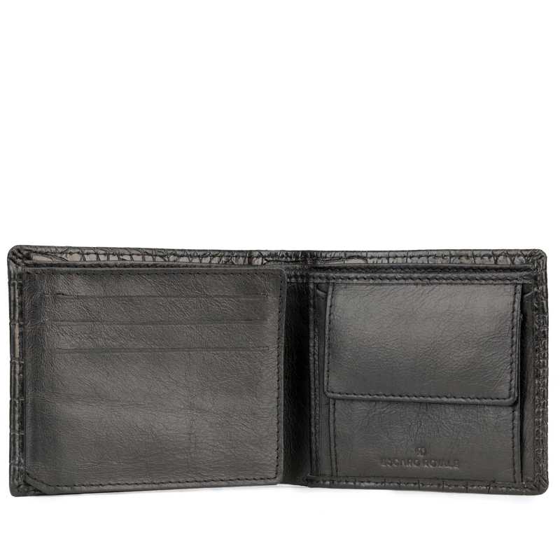 Black Textured Leather Mens Wallet - Escaro Royale