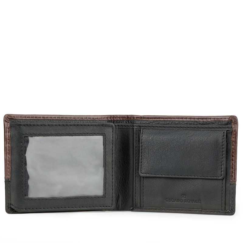 Brown-Black Textured Leather Mens Wallet - Escaro Royale