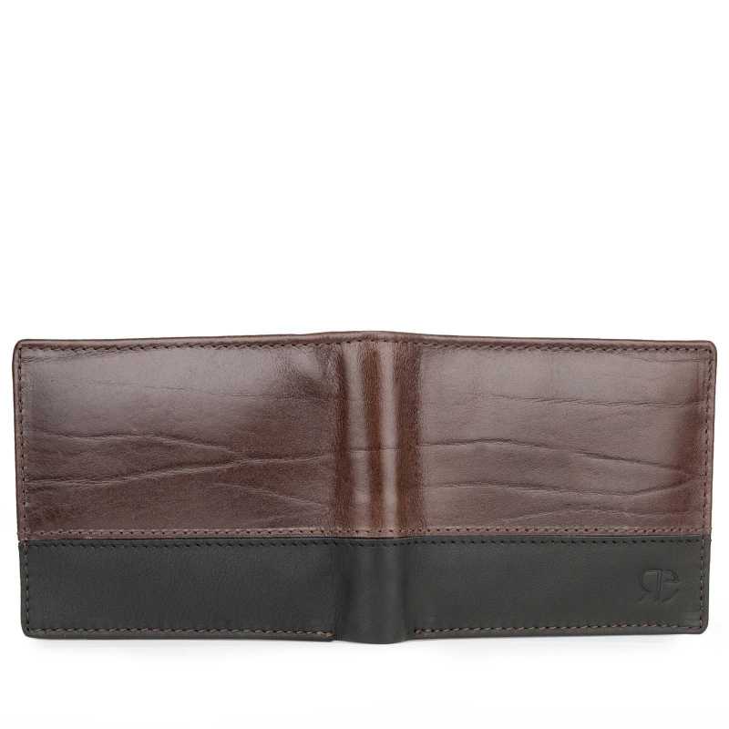 Brown-Black Textured Leather Mens Wallet - Escaro Royale