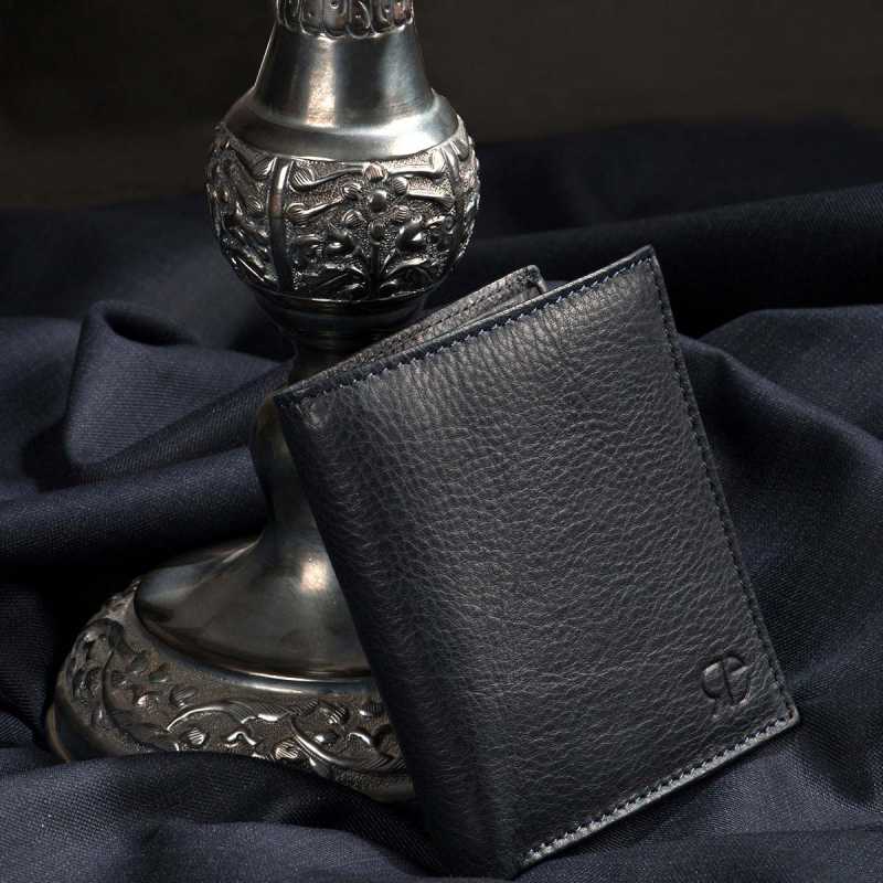 Dark Blue Textured Soft-Leather Mens Wallet - Escaro Royale