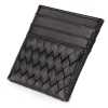 Black Leather Men Basket Weave Design Luxury Card Holder - Escaro Royale