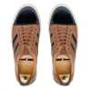 Tan-Black Leather Low-Top Sneakers With Striped Webbing - Escaro Royale