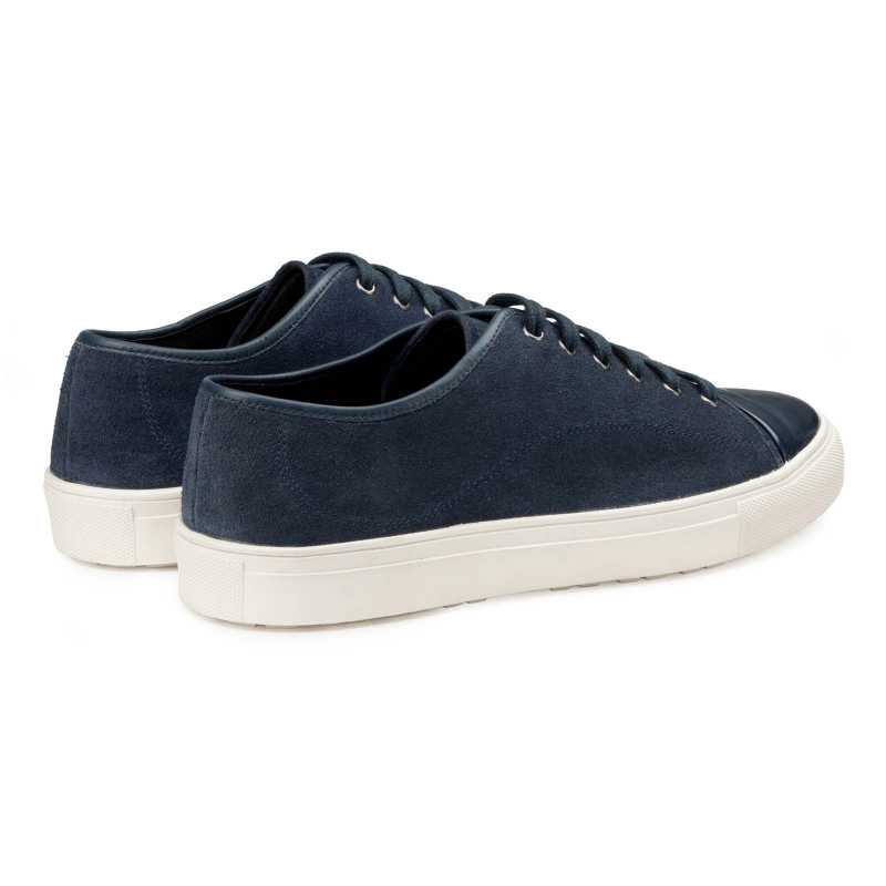 Blue Low-Top Leather Sneakers - Escaro Royale