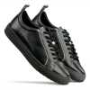 Men's Black Low-Top Leather Sneakers - Escaro Royale