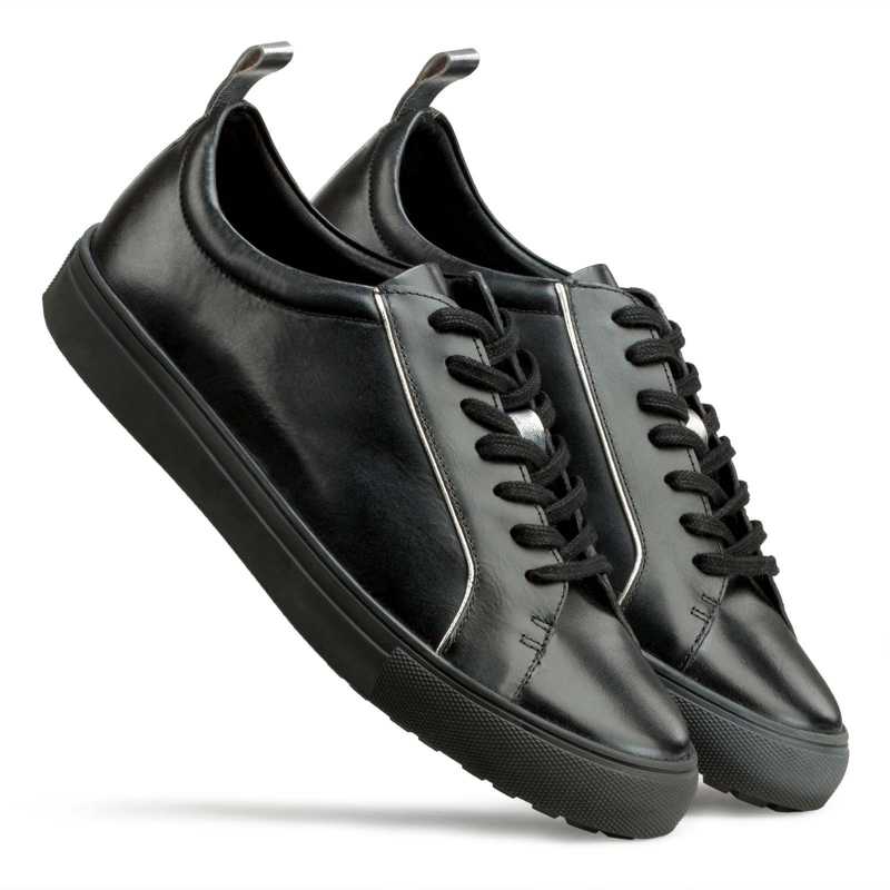 Buy Men's Black Low-Top Leather Sneakers for Men - Escaro Royale