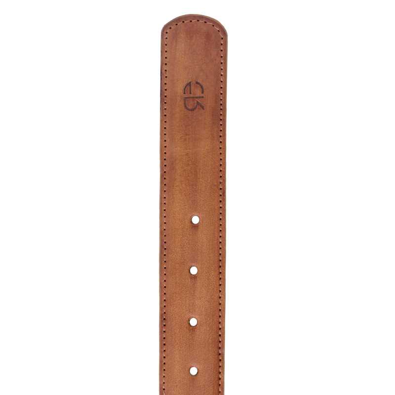 Tan Wooden-finished Leather Belt - Escaro Royale