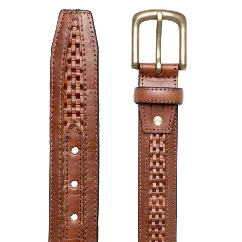 Brown Woven Leather Belt - Escaro Royale
