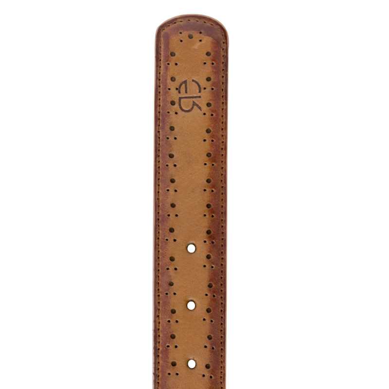 Brown burnished Brogue Leather belt - Escaro Royale