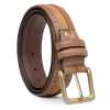 Brown Suede-Leather Brogue belt - Escaro Royale