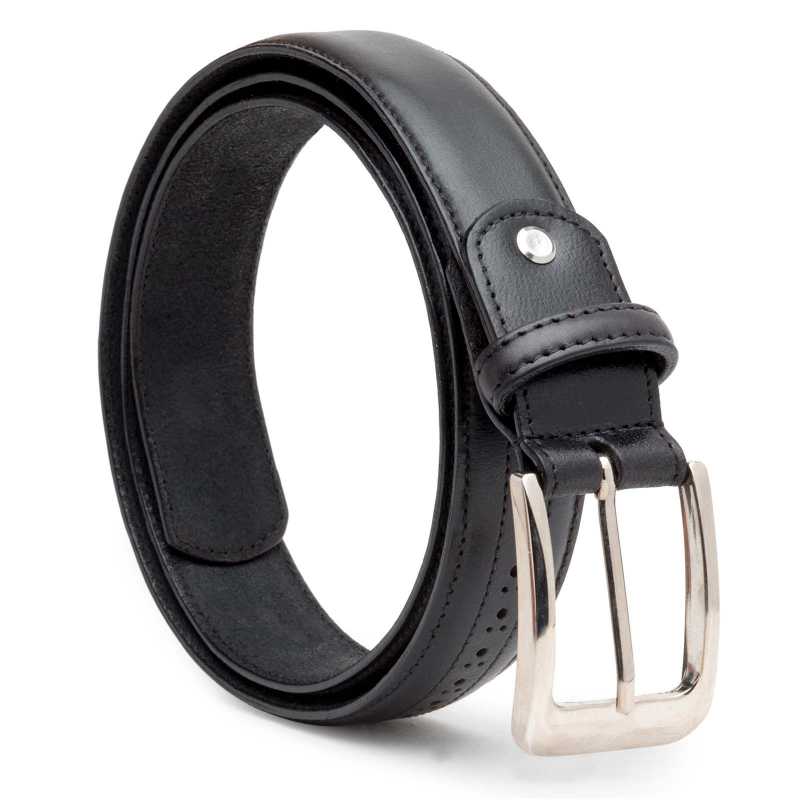 Buy Black Brogue Leather Belt for Men - Escaro Royale