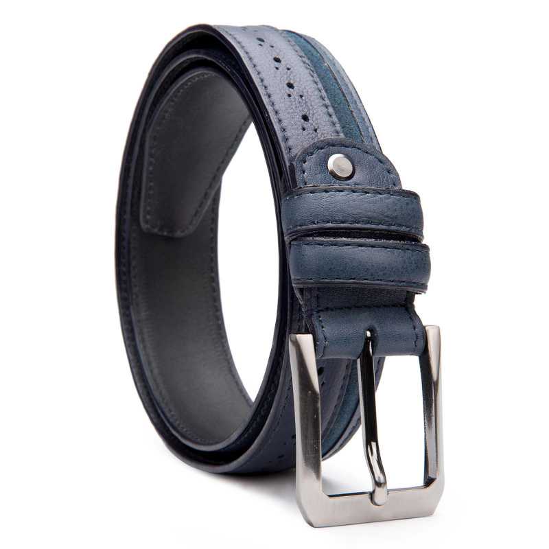 Buy Navy Blue Branded Suede Leather Belt for Men - Escaro Royale