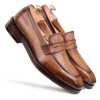 Wooden Finish Handpainted Tan Penny Loafer - Escaro Royale
