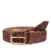 Dark Brown Round Braided Leather Belt - Escaro Royale