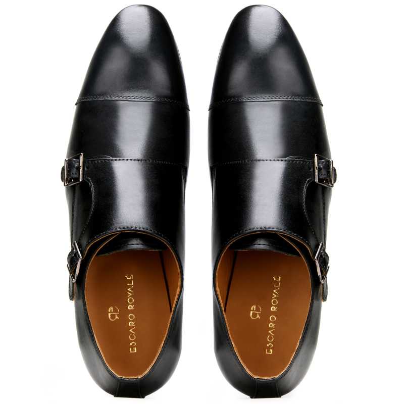 Escaro Royalé Kai Double Monkstrap Shoes for Men in Black