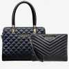 Victoria Black Handbag & Helena Black Clutch Bag Combo - Escaro Royale
