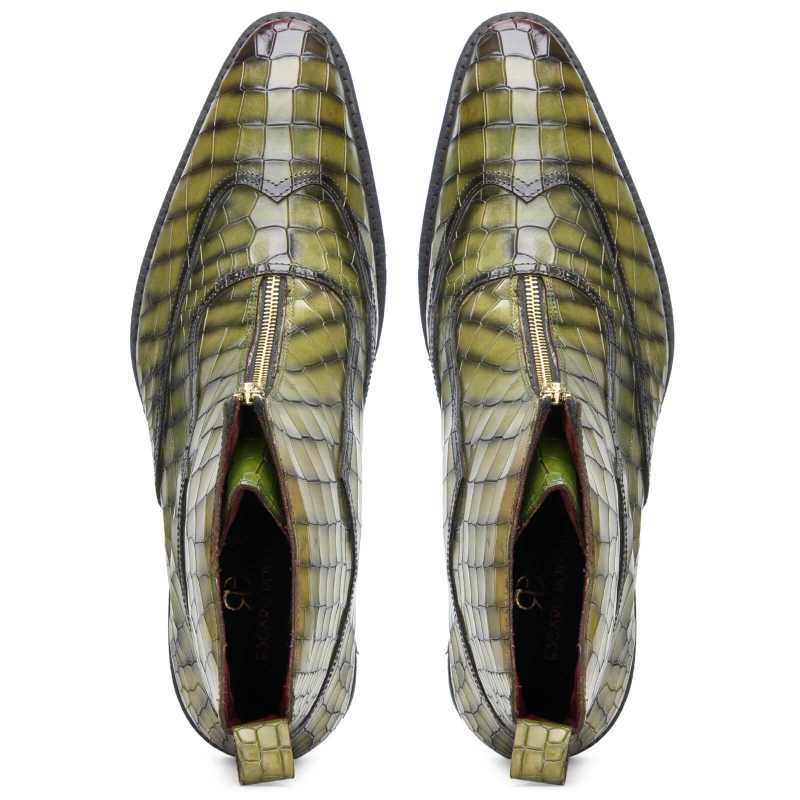 Owen Green Zipper Boots - Escaro Royale