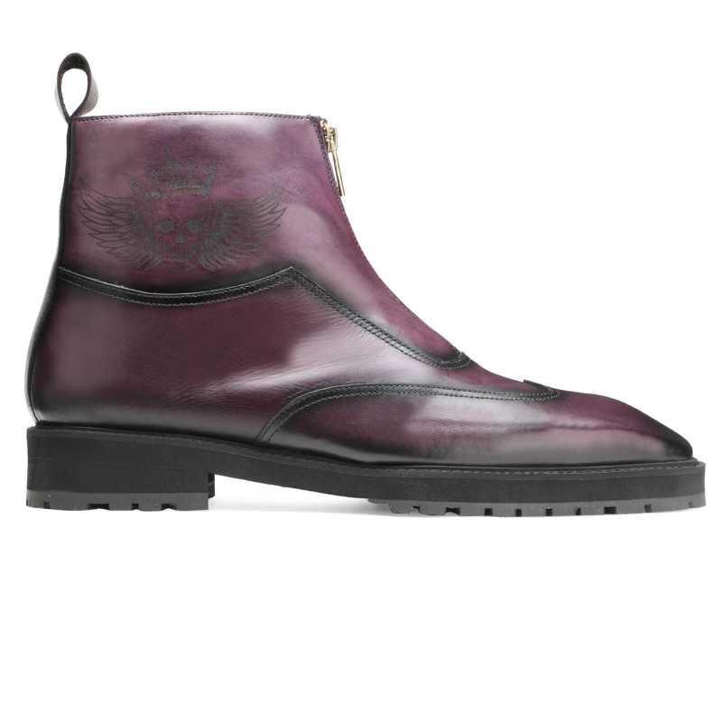 Orson Luxury Purple Zipper Boots - Escaro Royale