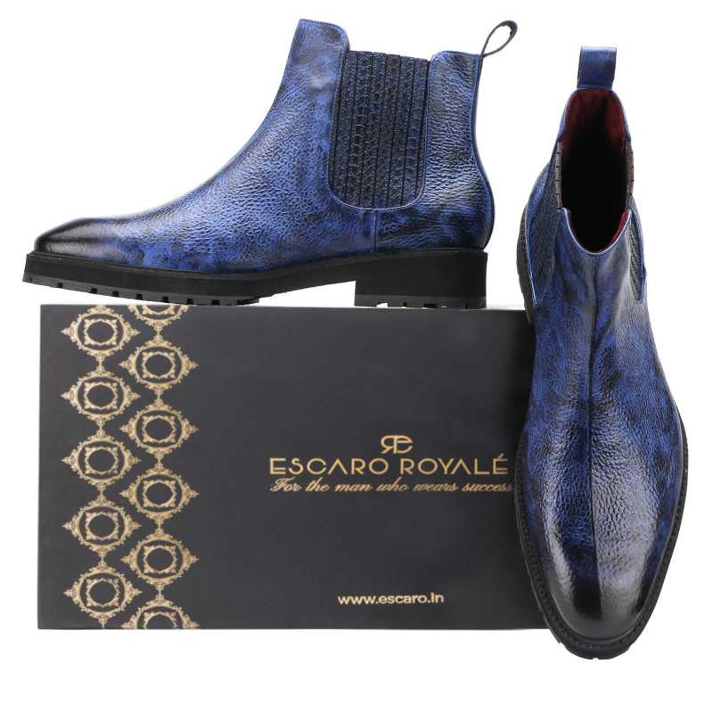 Odolf Chelsea Boots in Blue - Escaro Royale