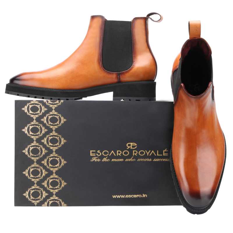 Okley Tan Luxury Chelsea Boots - Escaro Royale