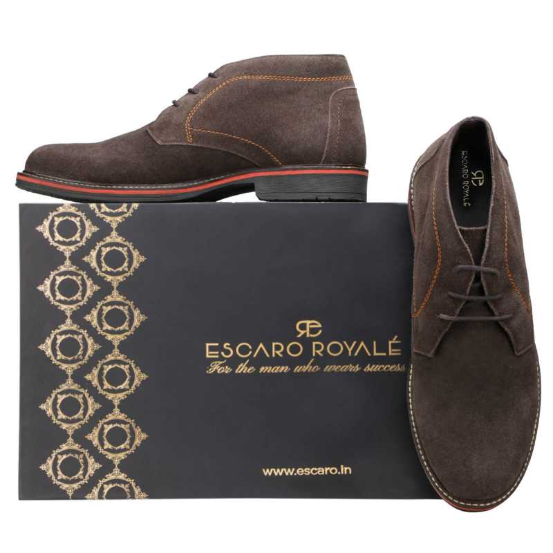 Comfortable Suede Chukka Boots in Brown - Escaro Royale